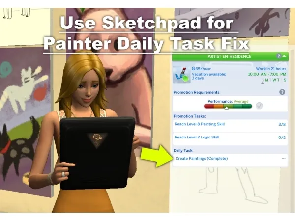 Maxis Match Use Sketchpad for Painter Daily Task Fix by FerrisWheelable - The Sims 4 Custom Content