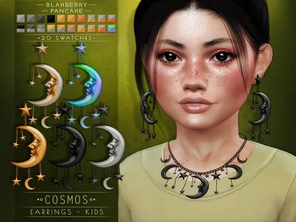 Alpha Blahberry Pancake Cosmos Earrings KIDS by blahberry-pancake - The Sims 4 Custom Content