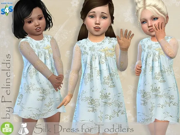 Maxis Match Silk Dress with Butterflies Toddlers SP - The Sims 4 Custom Content
