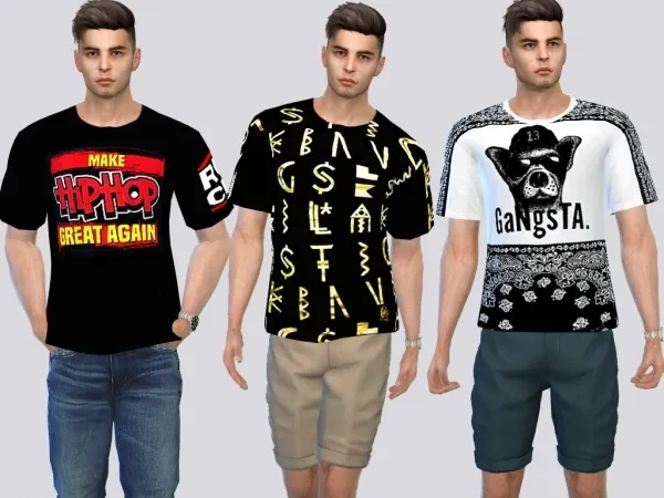 Alpha Urban Hop Shirts by mclaynesims - The Sims 4 Custom Content