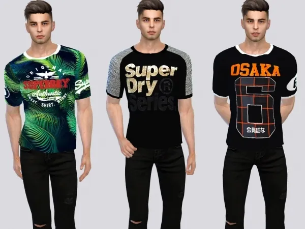 Alpha Superdry Tees by simsfinds - The Sims 4 Custom Content