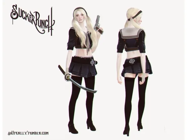 Alpha Sucker Punch Babydoll Outfit - The Sims 4 Custom Content