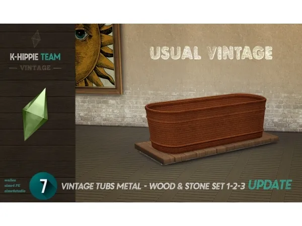 7 BATHTUBS – METAL, WOOD & STONES – SET 1-2-3