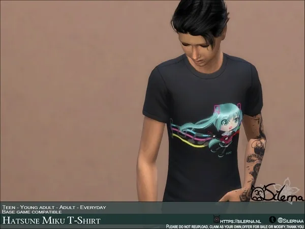 Hatsune Miku T shirt - The Sims 4 Custom Content