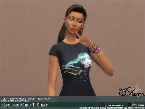 Hatsune Miku T shirt - The Sims 4 Custom Content