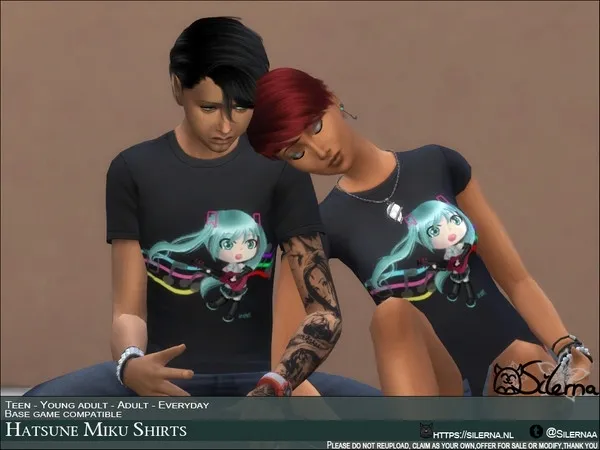 Alpha Hatsune Miku T shirt - The Sims 4 Custom Content