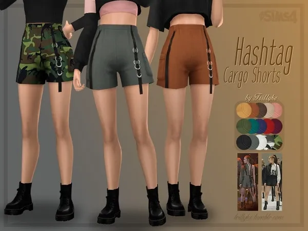 Maxis Match Trillyke Hashtag Cargo Shorts - The Sims 4 Custom Content