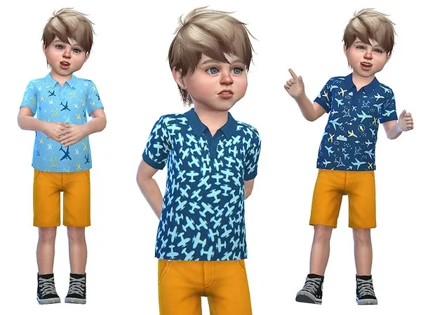 Alpha Polo Shirt for Todder Boys 01 - The Sims 4 Custom Content