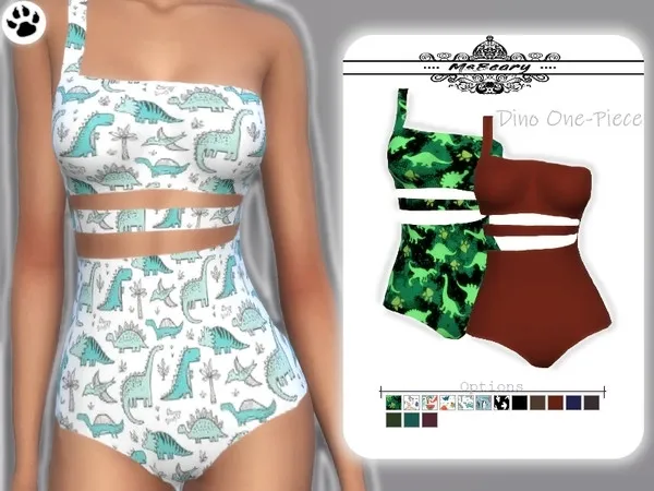 Alpha Dinosaur Print One Piece - The Sims 4 Custom Content