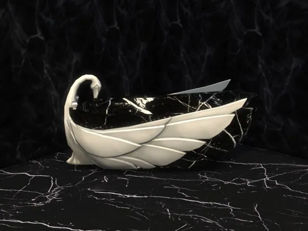 Swan Bathtub in Black and Silver - The Sims 4 Custom Content