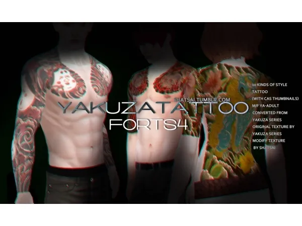 Mix [ShaTsai]YakuzaTattoo MF - The Sims 4 Custom Content