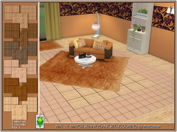 Alpha Mix 'n' Match Skinny Plank Flooring by marcorse - The Sims 4 Custom Content