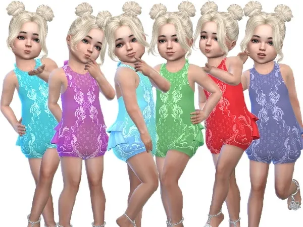 Alpha Toddler ruffle playsuit - The Sims 4 Custom Content