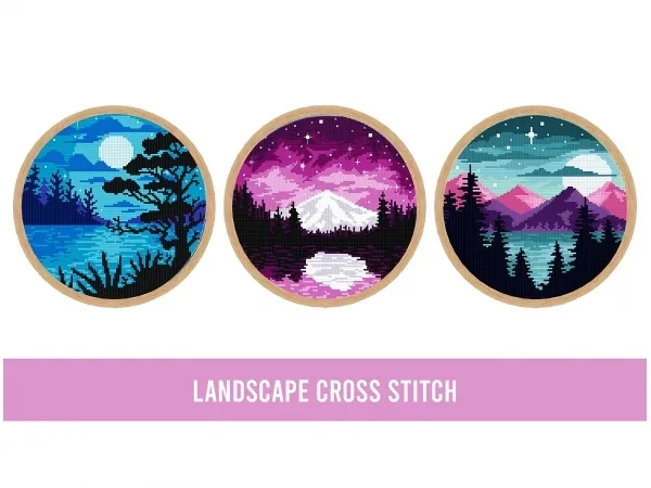 Alpha Landscape Cross Stitch - The Sims 4 Custom Content