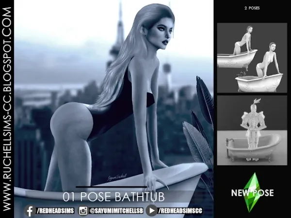 Alpha 01 POSE BATHTUB - The Sims 4 Custom Content
