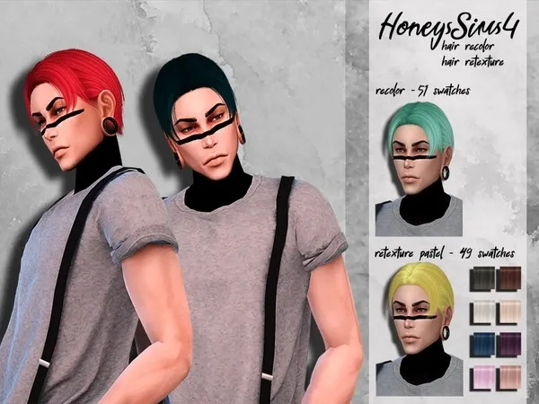 Alpha HoneysSims4 male hair recolor retexture Nightcrawler Nick - The Sims 4 Custom Content