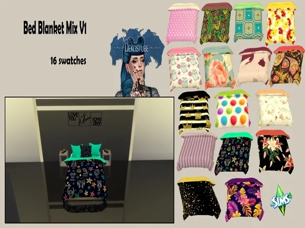 Maxis Match Bed Blanket Mix V1 - The Sims 4 Custom Content