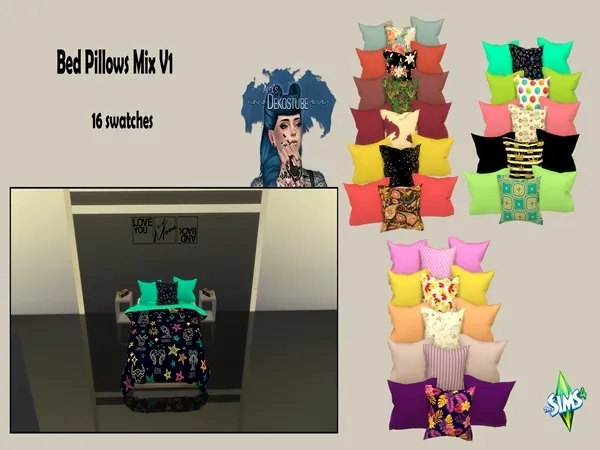 Alpha Bed Pillow Mix V1 - The Sims 4 Custom Content