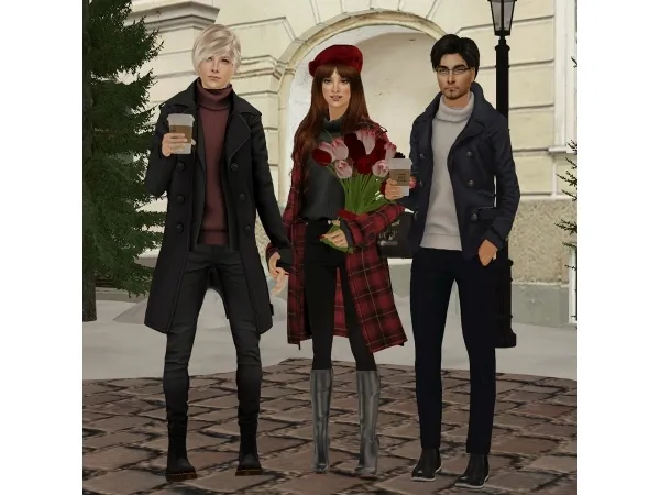 Double Breasted Long Coat Navy Pea Coat by simsfinds - The Sims 2 Custom Content
