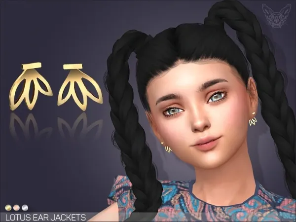 Alpha Lotus Ear Jackets For Kids - The Sims 4 Custom Content