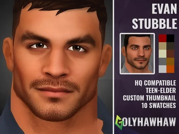 Maxis Match Evan Stubble - The Sims 4 Custom Content