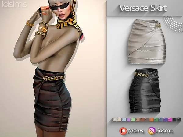 Alpha Versace Skirt by polygoncouture - The Sims 4 Custom Content