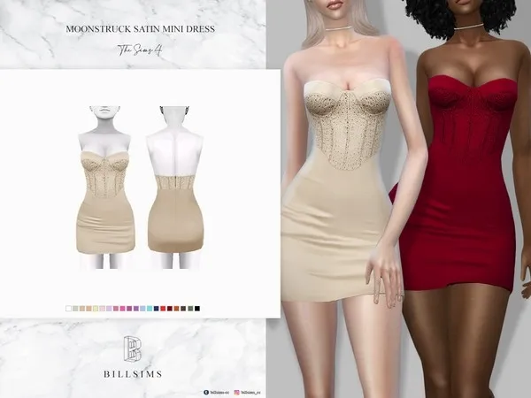 Maxis Match Moonstruck Satin Mini Dress - The Sims 4 Custom Content