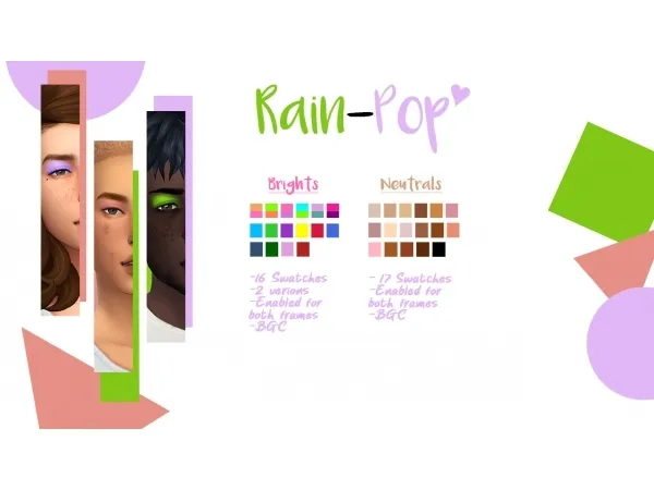 Maxis Match Rain pop eyeshadows - The Sims 4 Custom Content