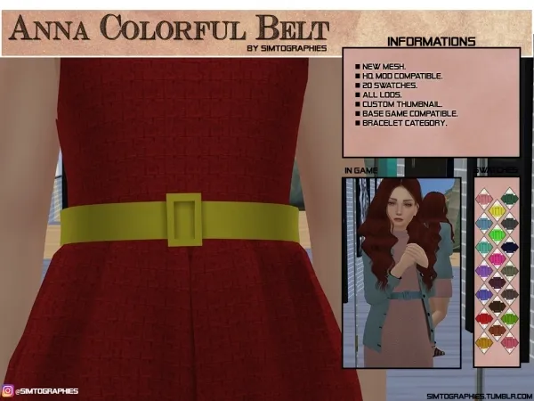 Alpha Anna Colorful Belt - The Sims 4 Custom Content