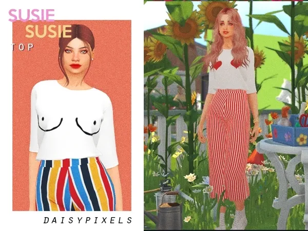 Alpha Susie Top ( ) - The Sims 4 Custom Content