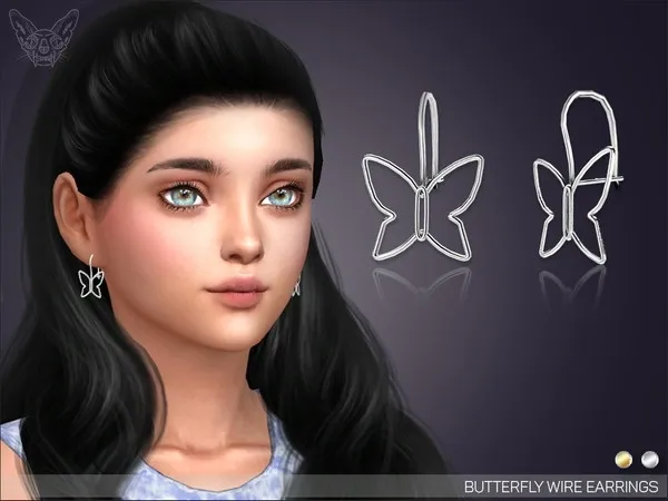 Alpha Butterfly Wire Earrings For Kids - The Sims 4 Custom Content