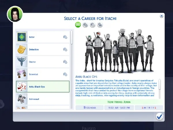 Alpha Naruto Anbu Black Ops Career by TabooEmu - The Sims 4 Custom Content