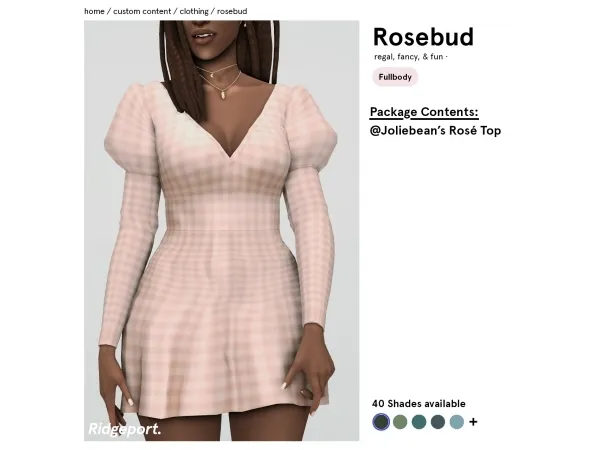 Maxis Match Rosebud Dress Haze Blush by ridgeport - The Sims 4 Custom Content