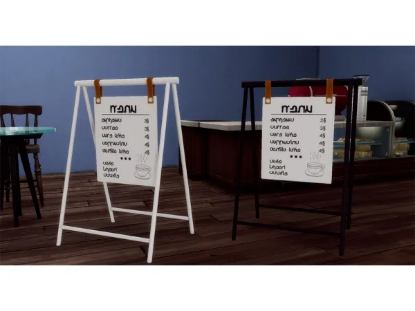 Alpha Tiny Cafe Stuff Menu Sign ni by o - The Sims 4 Custom Content