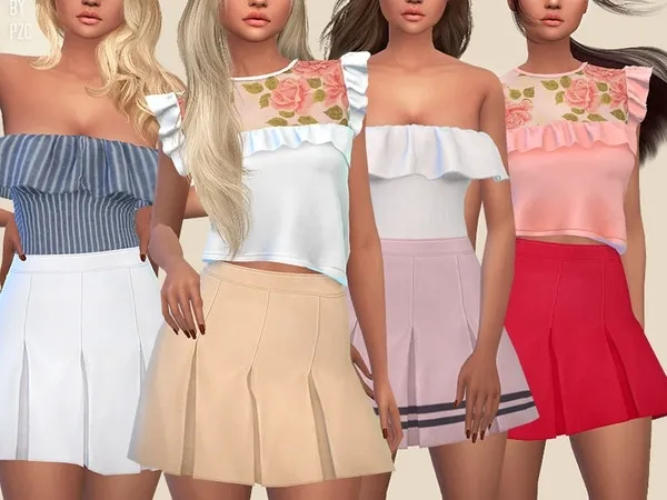 Maxis Match High Waisted Pleated Mini Skirt - The Sims 4 Custom Content
