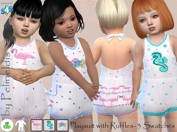 Alpha White Embroidered Playsuit Needs Toddler SP - The Sims 4 Custom Content