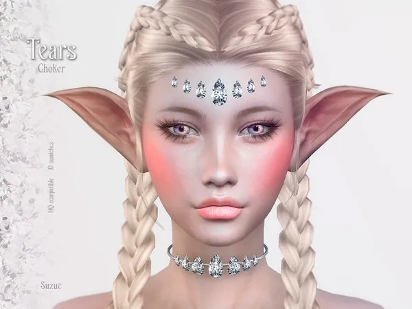 Alpha [Suzue] Tears Choker - The Sims 4 Custom Content