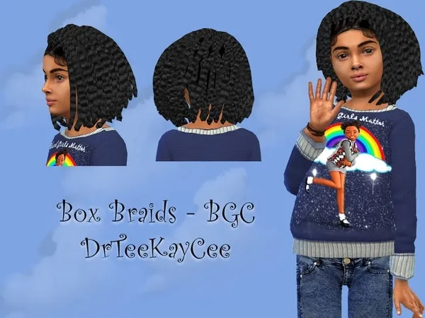 Alpha Girl's Box Braids Base Compatible - The Sims 4 Custom Content