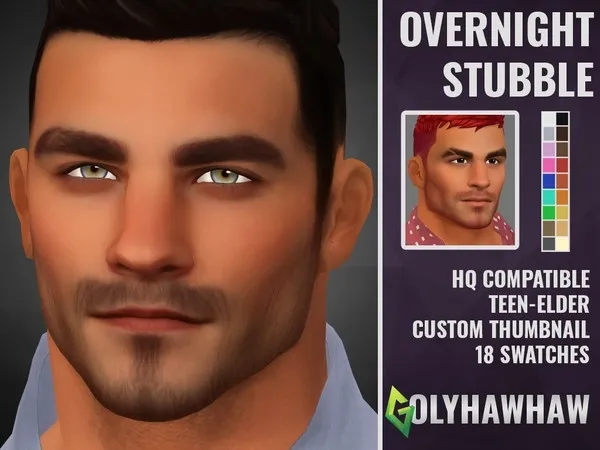 Maxis Match Overnight Stubble - The Sims 4 Custom Content