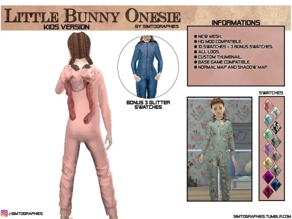 Alpha Little Bunny Onesie (Kids Version) - The Sims 4 Custom Content