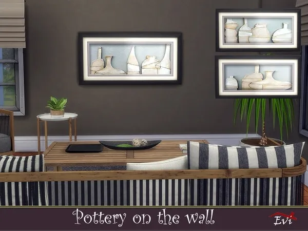 Alpha Pottery on the wall - The Sims 4 Custom Content