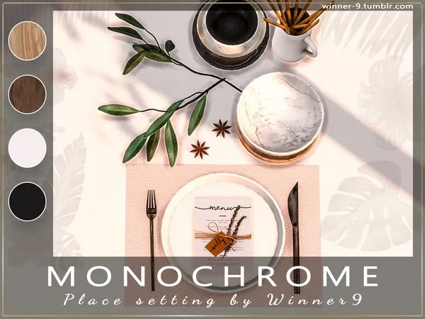Monochrome Place setting - The Sims 4 Custom Content