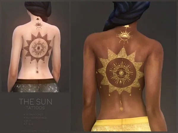 Mix The Sun tattoos - The Sims 4 Custom Content