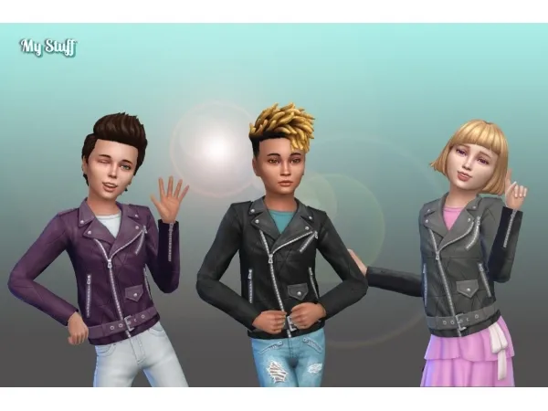 Maxis Match Mosch Jacket Moto for Kids - The Sims 4 Custom Content