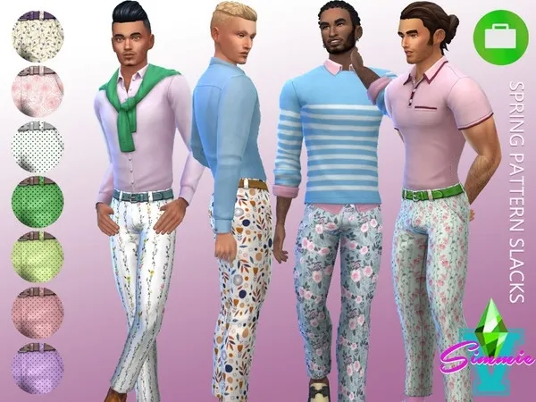 Alpha SimmieV Spring Print Slacks - The Sims 4 Custom Content