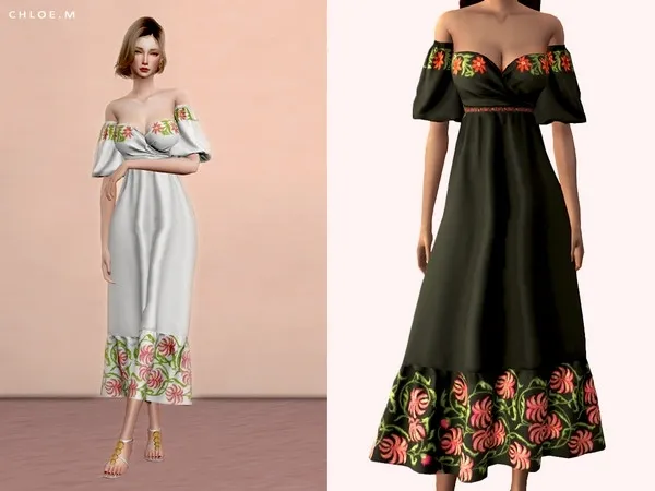 Chloem Flower Dress - The Sims 4 Custom Content
