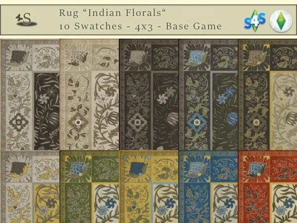 Alpha Rug Indian Florals - The Sims 4 Custom Content