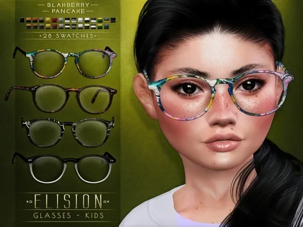 Alpha Blahberry Pancake Elision Glasses KIDS - The Sims 4 Custom Content