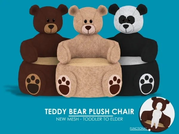 Maxis Match TEDDY BEAR PLUSH CHAIR - The Sims 4 Custom Content