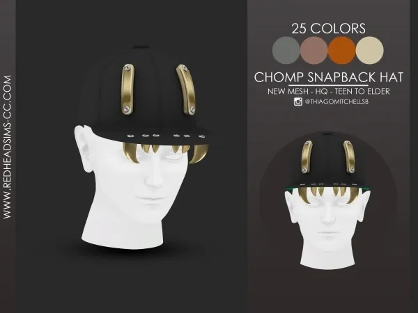 Alpha CHOMP SNAPBACK HAT MALE - The Sims 4 Custom Content